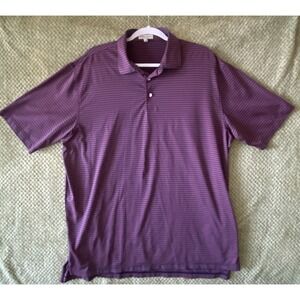 Peter Millar Mens XL Polo Shirt Purple Stripe Summer Comfort Performance Golf